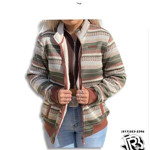 Cinch Women's Western Cardigan size XL- Brown and Green